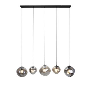 Hanglamp Macato zwart smoke glas 5-lichts