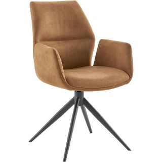 Eetkamerstoel Faido microvezel cognac poot zwart