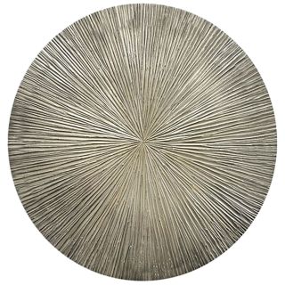 Wandornament Pictura 80 cm rond gestreept grijs