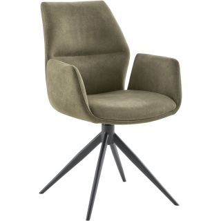 Eetkamerstoel Faido microvezel groen poot zwart