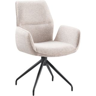 Eetkamerstoel Gavio met armleuning draaibaar beige