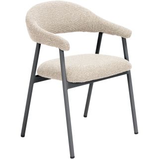 Eetkamerstoel Dioso bouclé beige poot zwart