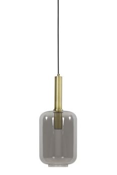 Hanglamp Peglio glas smoke antiek brons