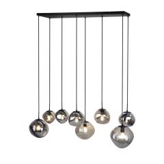 Hanglamp Macato zwart smoke glas 8-lichts