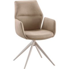 Eetkamerstoel Faido microvezel taupe poot grijs