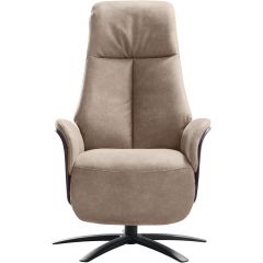 Relaxfauteuil Serio beige donker hout premium comfort