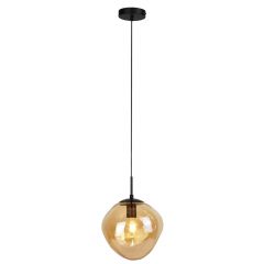 Hanglamp Macato zwart amber glas 1-lichts