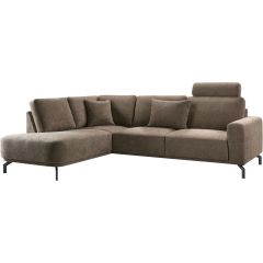 Hoekbank links Vanetti donkerbruin met hoofdsteun basic comfort