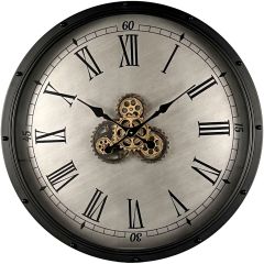 Klok Nimar metaal rond 80cm zwart beige dessin 42