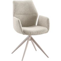 Eetkamerstoel Faido bouclé lichtbruin poot grijs