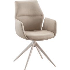 Eetkamerstoel Faido microvezel beige poot grijs