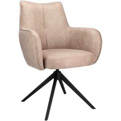 Eetkamerstoel Dordona draaibaar microleder beige
