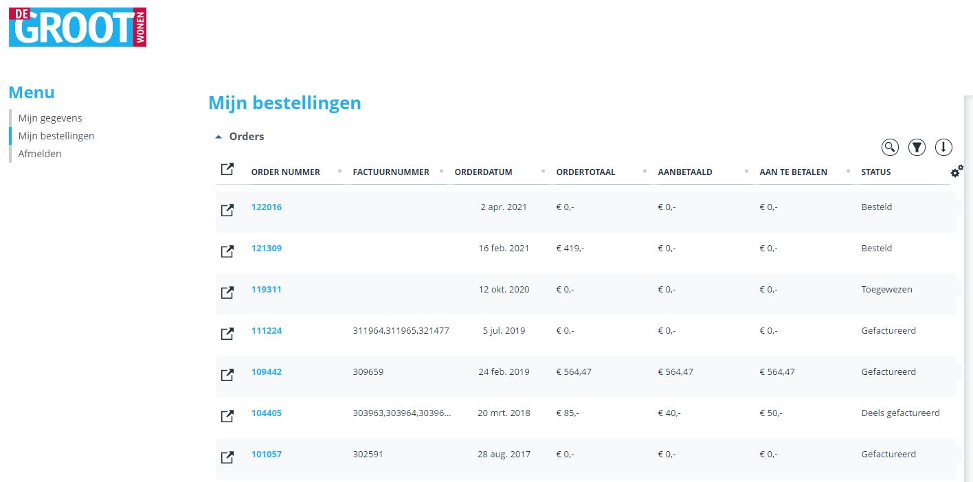Klantportaal de Groot Wonen 2